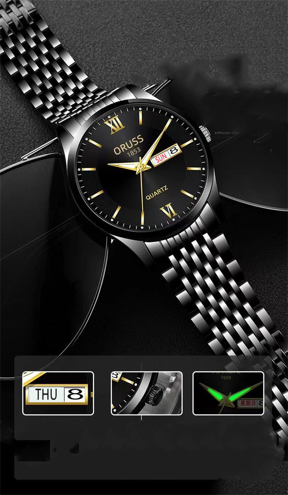 Men's Glow Steel Watch – Stylish & Waterproof