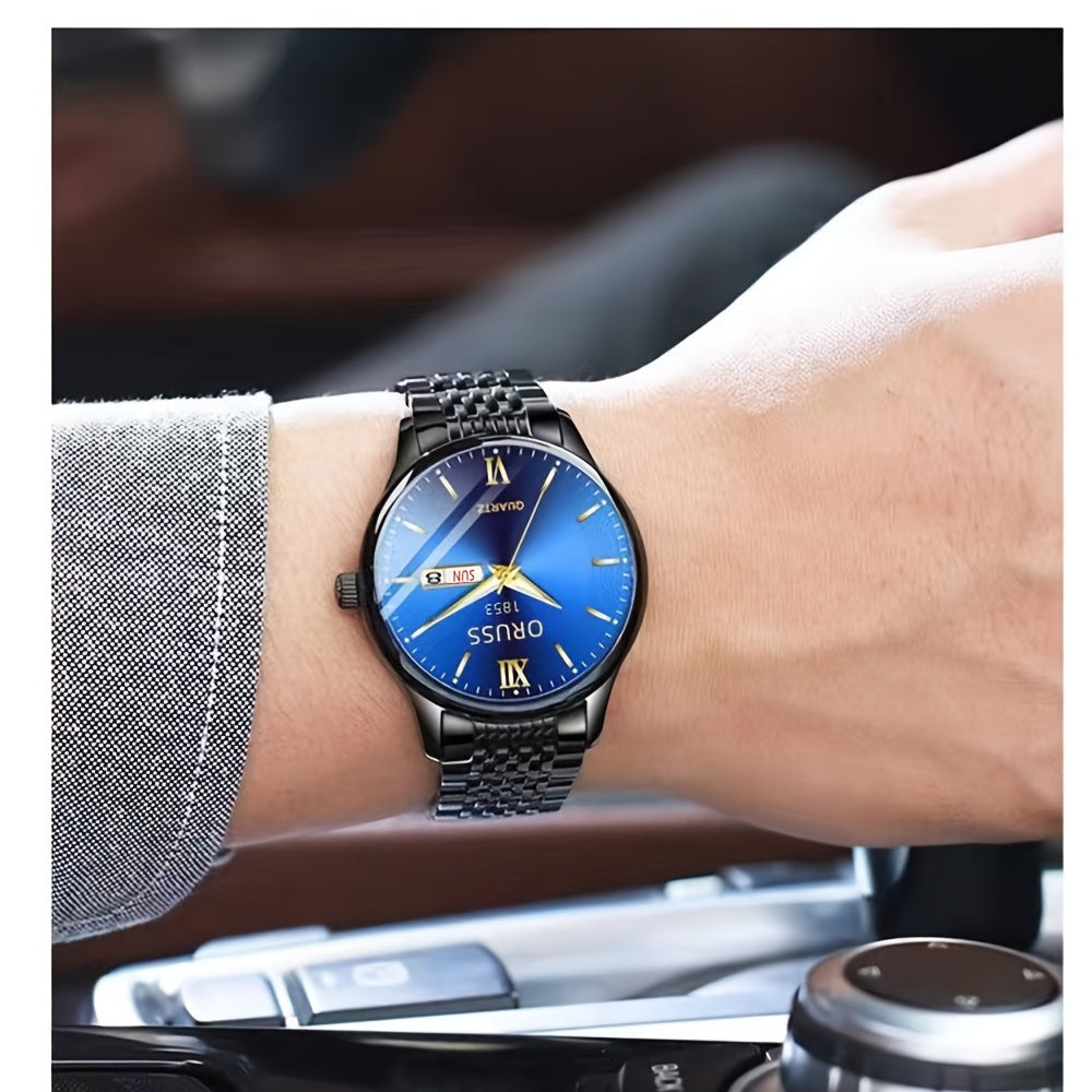 Men's Glow Steel Watch – Stylish & Waterproof